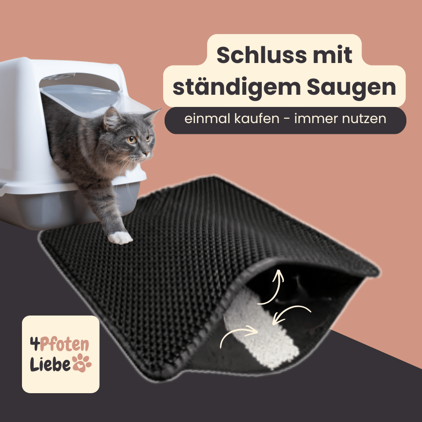 4Pfotenliebe Shop Katze 30x30cm / schwarz 4Pfotenliebe SauberMatte - Nie wieder Katzenstreu im ganzen Zuhause