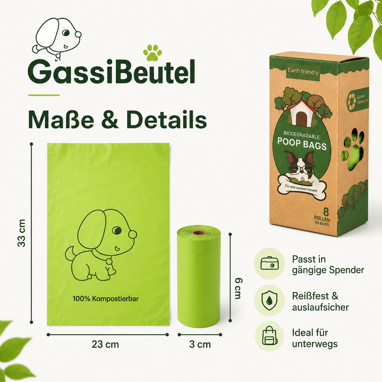 GassiBeutel - Kotbeutel aus Maisstärke für saubere Gassirunden 4Pfotenliebe 