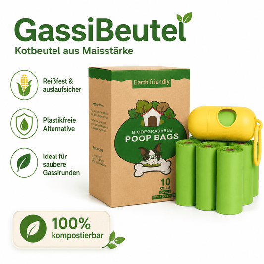 GassiBeutel - Kotbeutel aus Maisstärke für saubere Gassirunden 4Pfotenliebe 