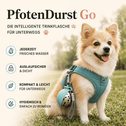 PfotenDurst Go- Edelstahltrinkflasche für Gassi, Reisen und unterwegs 4Pfotenliebe 