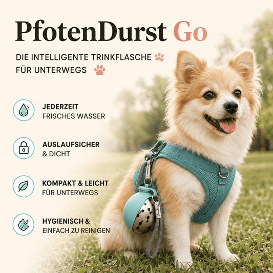 PfotenDurst Go- Edelstahltrinkflasche für Gassi, Reisen und unterwegs 4Pfotenliebe 