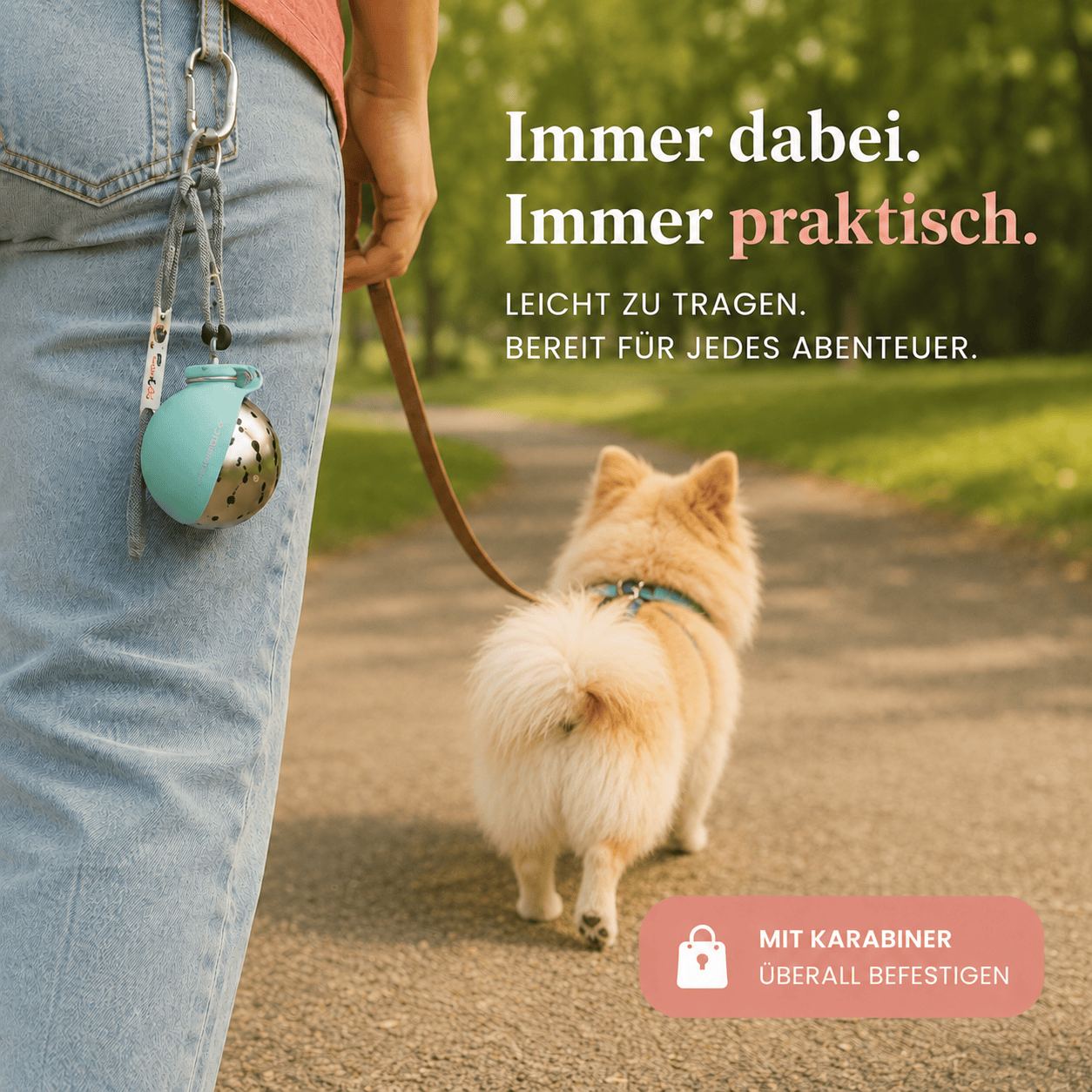 PfotenDurst Go- Edelstahltrinkflasche für Gassi, Reisen und unterwegs 4Pfotenliebe 
