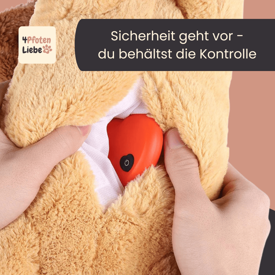 4Pfotenliebe BuddyBeat Seelentröster mit Herzschlag (35x18x20cm) BuddyBeat Seelentröster - weiches Kuscheltier mit Herzschlag-Gefühl