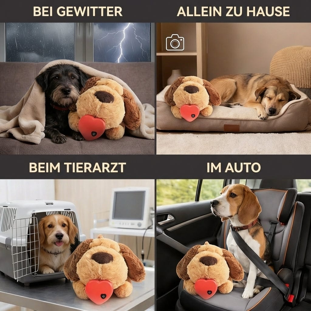 4Pfotenliebe BuddyBeat Seelentröster mit Herzschlag (35x18x20cm) BuddyBeat Seelentröster - weiches Kuscheltier mit Herzschlag-Gefühl