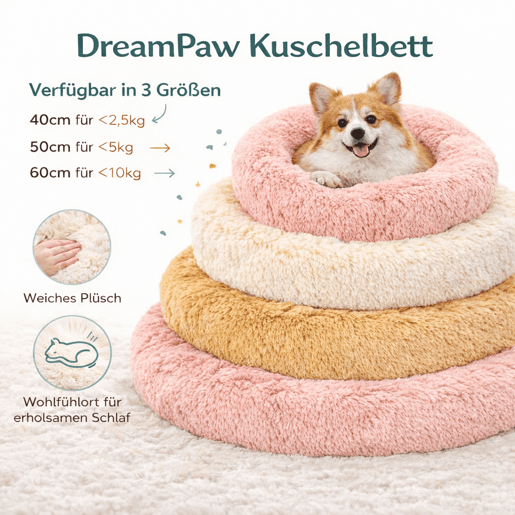4Pfotenliebe Shop DreamPaw – Flauschiges Katzen- & Hundebett für sicheren, warmen Schlaf