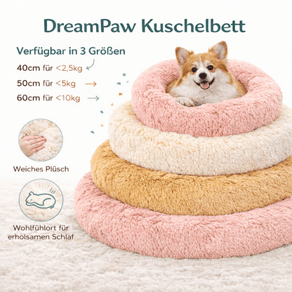 4Pfotenliebe Shop DreamPaw – Flauschiges Katzen- & Hundebett für sicheren, warmen Schlaf
