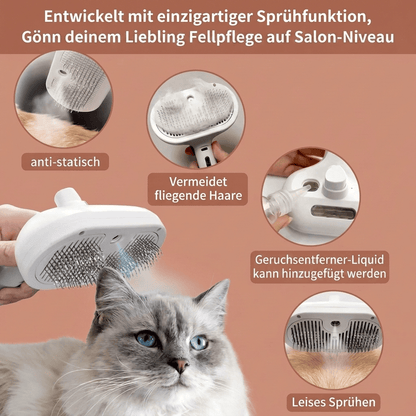 FellStopp Dampfbürste für Katzen & Hunde - sanfte Pflege, weniger Haarausfall, glänzendes Fell 4Pfotenliebe 