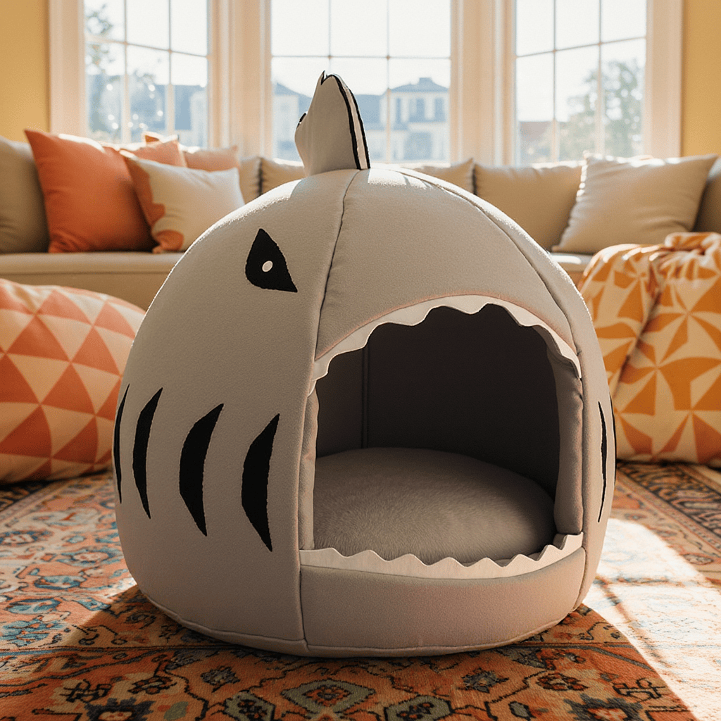 Sharky - das weiche Kuschelbett in Haiform für Hunde und Katzen