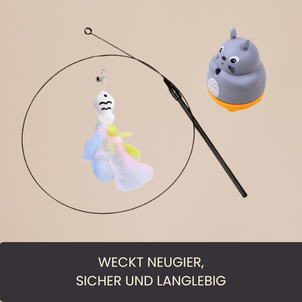 4Pfotenliebe Shop gray MagicFeather – Interaktives Feder-Katzenspielzeug für verspielte Katzen