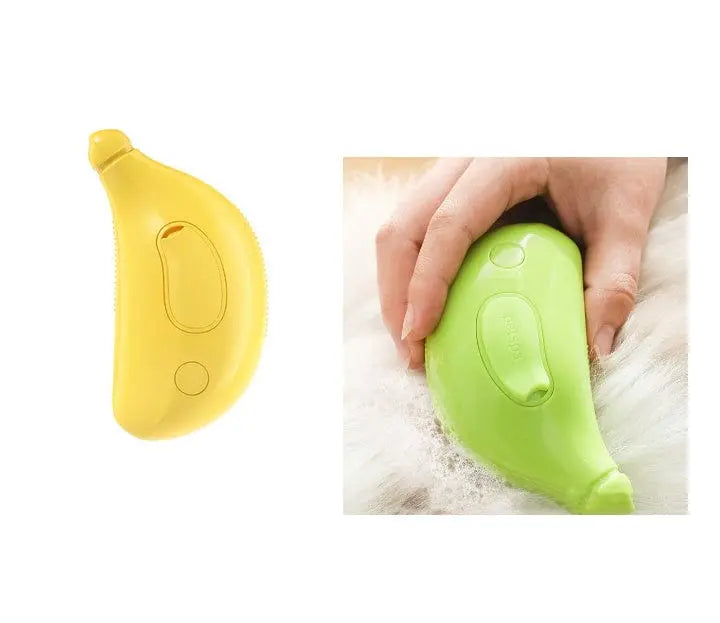 Mein Shop Tierhaarbürste Gelb und Grün im Set PawfectSteam - 3-in-1 Dampf-Bürste für Hunde & Katzen