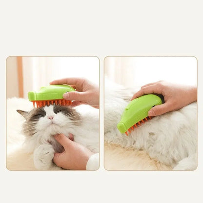 Mein Shop Tierhaarbürste Grün 2 Stück PawfectSteam - 3-in-1 Dampf-Bürste für Hunde & Katzen