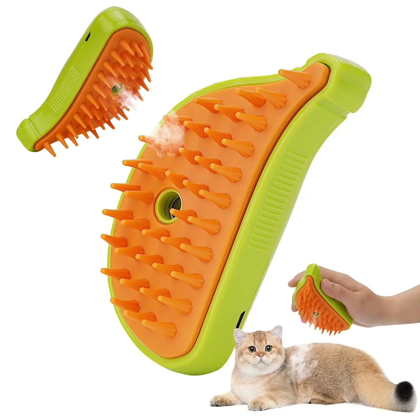 Mein Shop Tierhaarbürste PawfectSteam - 3-in-1 Dampf-Bürste für Hunde & Katzen