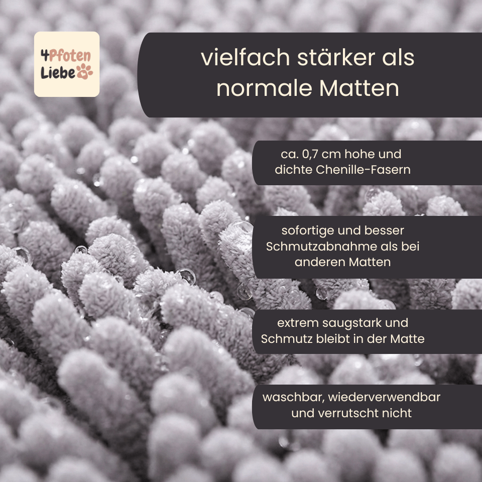 4Pfotenliebe PfotenStop Schmutzfängermatte - hält Matsch, Dreck und Pfotenabdrücke draußen
