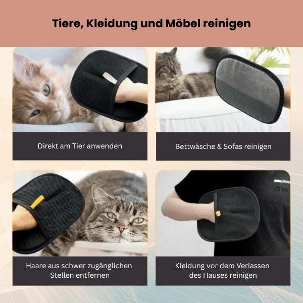 Fellmagnet - der sanfte Handschuh, der 90% loser Tierhaare in Sekunden entfernt